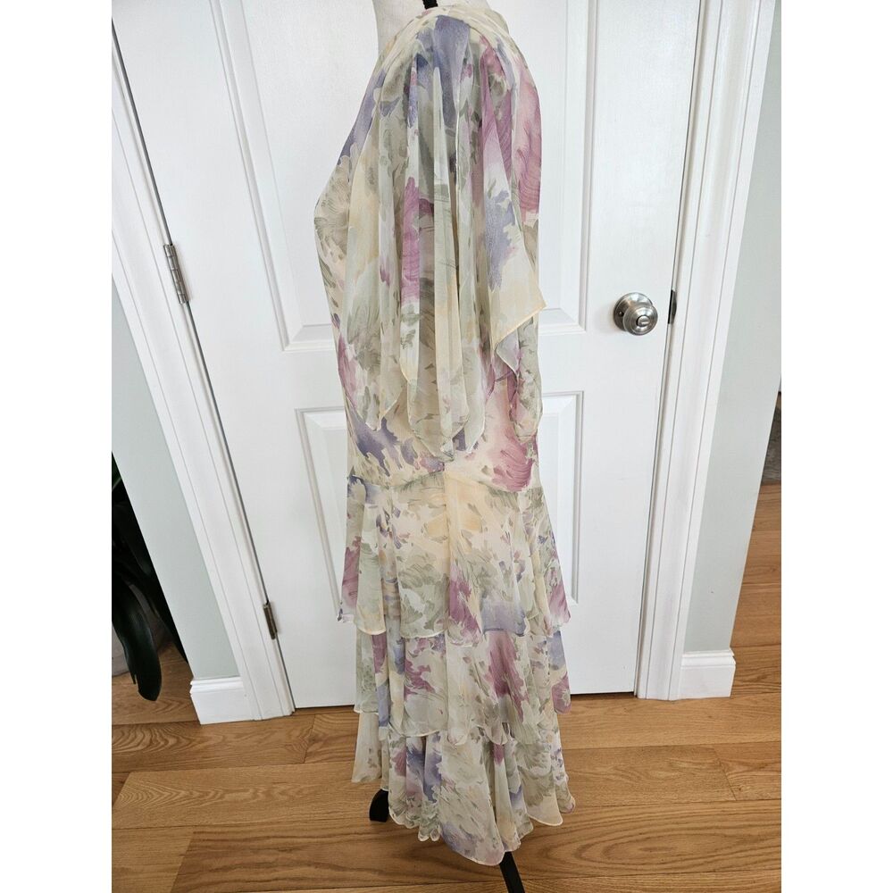 VTG Ursula of Switzerland Tiered flutter Floral Artistic Dress, women's 5/6 - Picture 11 of 12